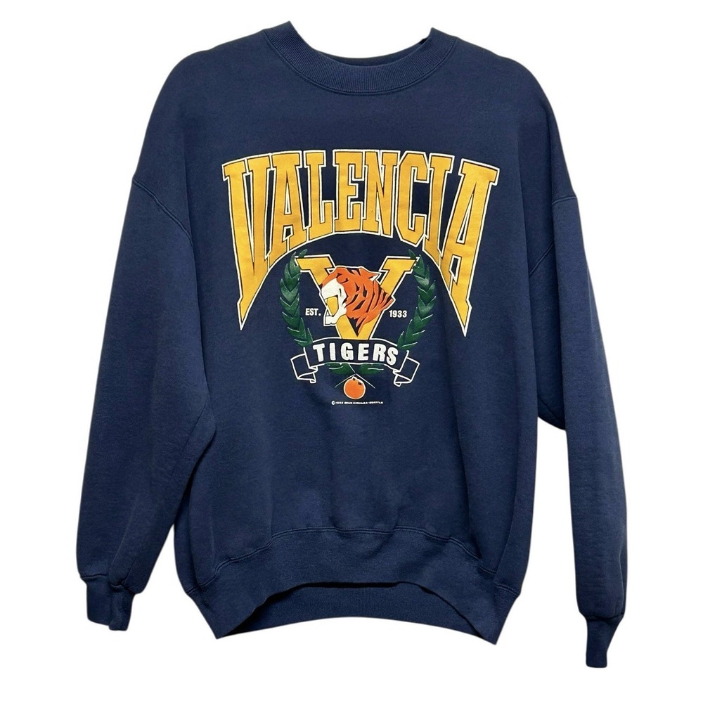 Vintage Jerzees Super Sweats Valencia Tigers Sweatshirt Unisex XL Preppy Varsity